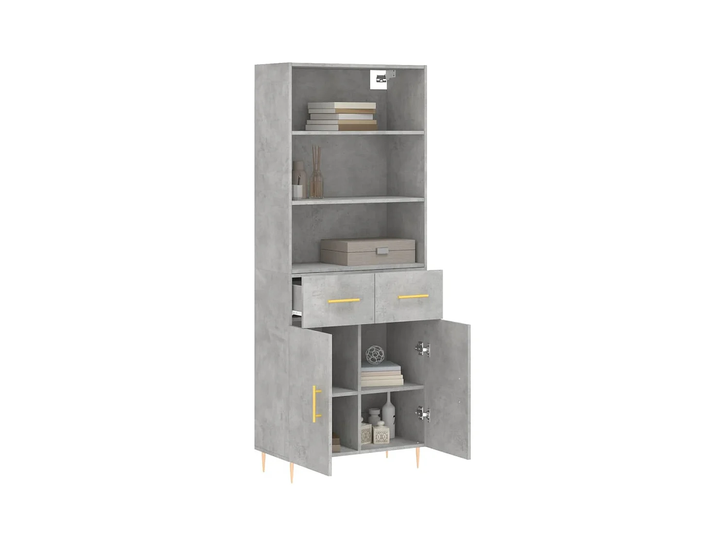 Highboard,Kommode Betongrau 69,5x34x180 cm Holzwerkstoff -gkd209020
