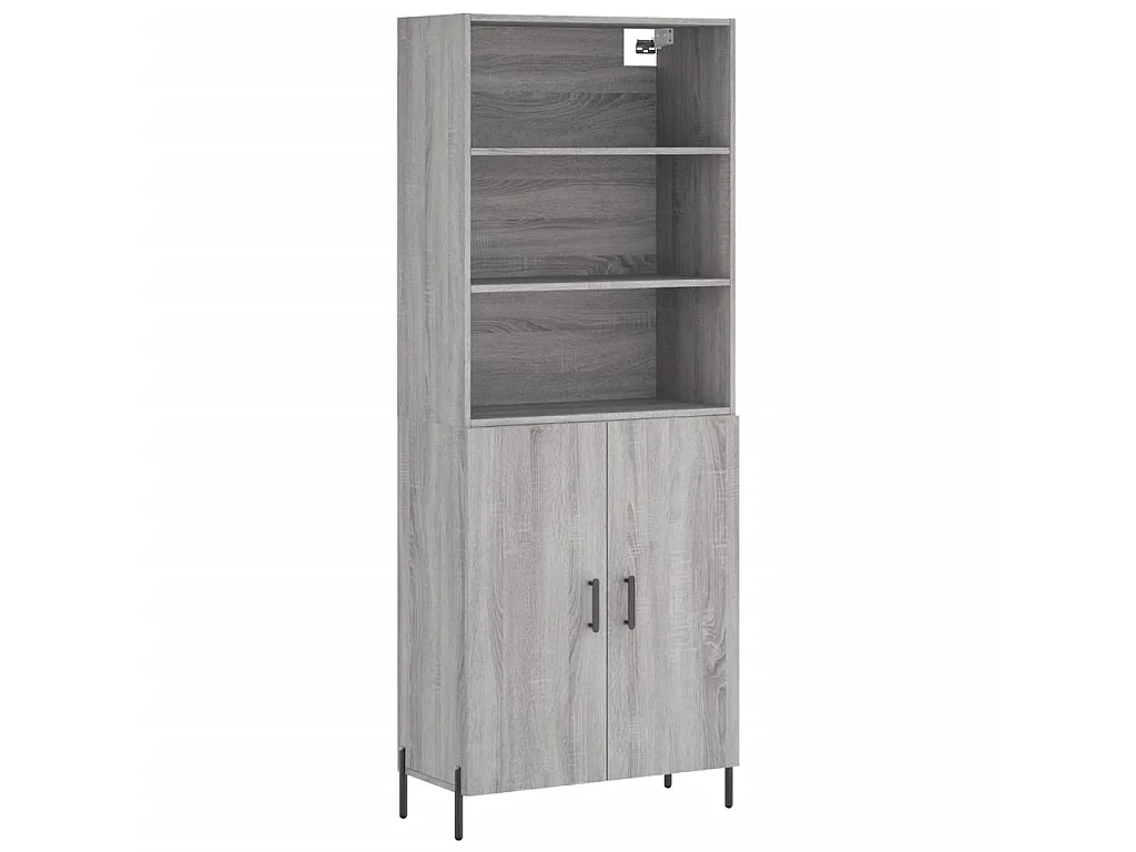 Buffet haut Sonoma gris 69,5x34x180 cm Bois d'ingénierie QWE88293