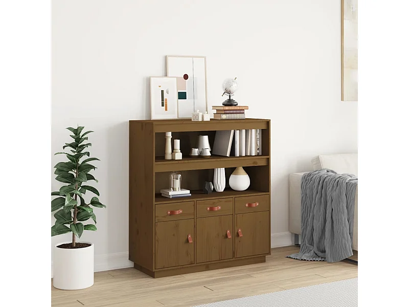 Highboard,Kommode Honigbraun 100x40x108,5 cm Massivholz Kiefer -gkd26735