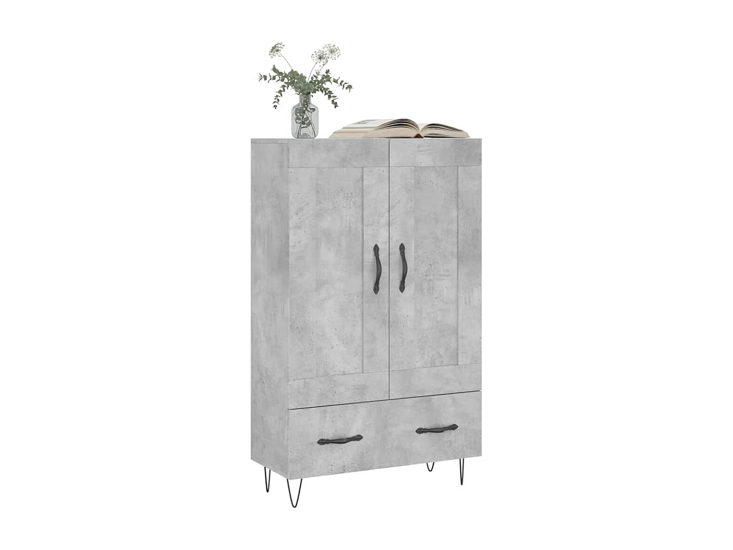 Buffet haut gris béton 69,5x31x115 cm bois d'ingénierie QWE31768
