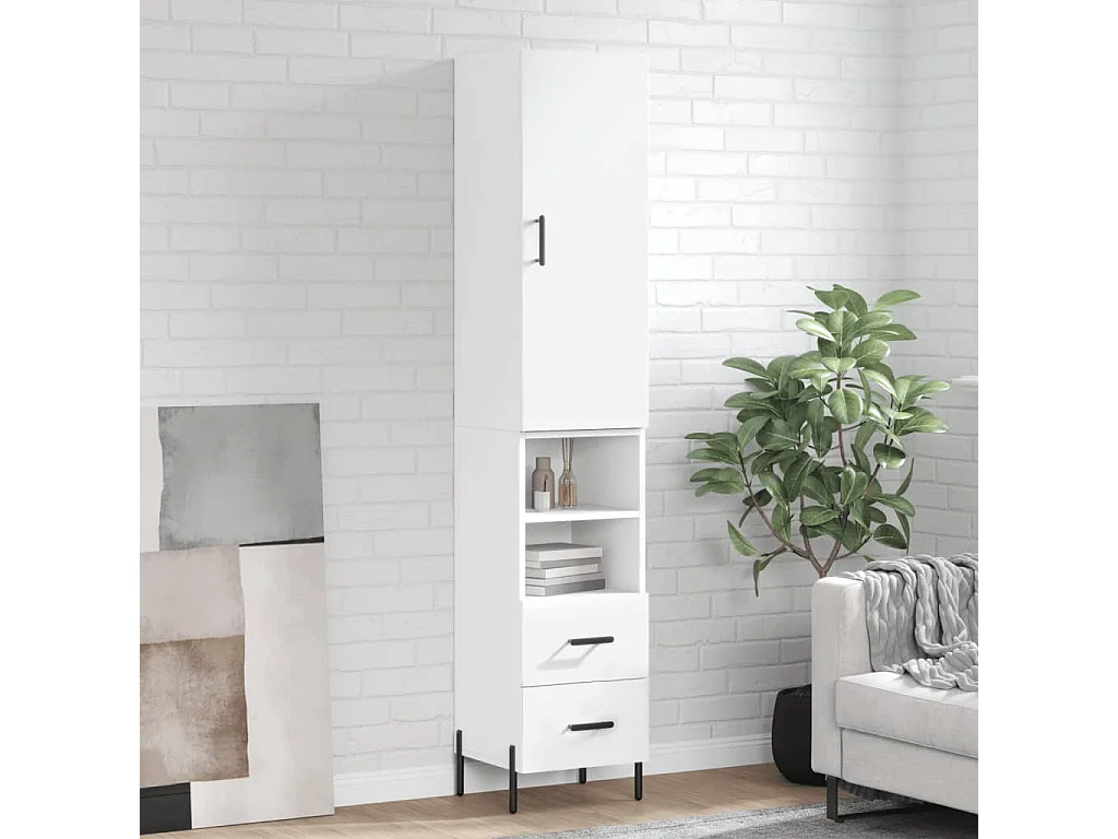 Highboard,Kommode Weiß 34,5x34x180 cm Holzwerkstoff -gkd665967