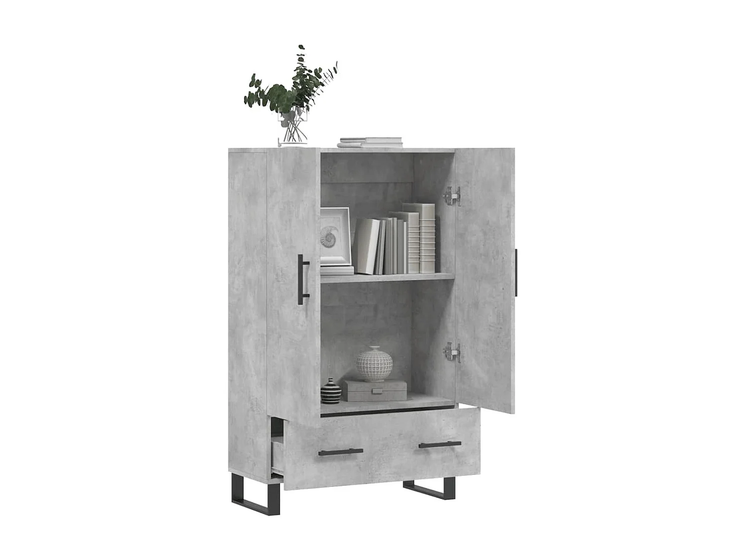 Aparador alto madera de ingeniería gris hormigón 69,5x31x115 cm ES78173