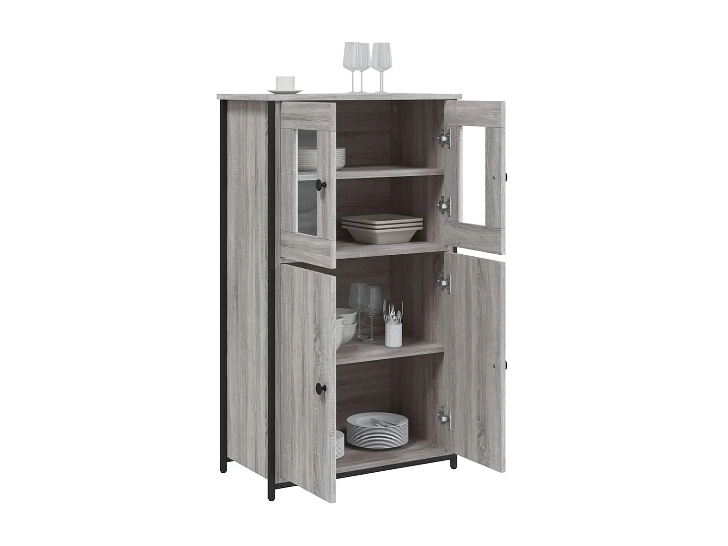 Highboard,Kommode Grau Sonoma 62x32x106,5 cm Holzwerkstoff -gkd615398