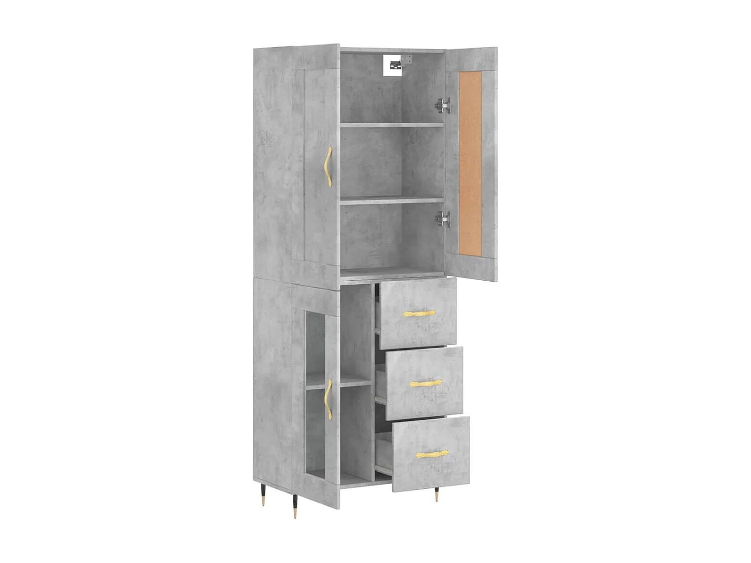 Aparador alto madera contrachapada gris hormigón 69,5x34x180 cm ES27423