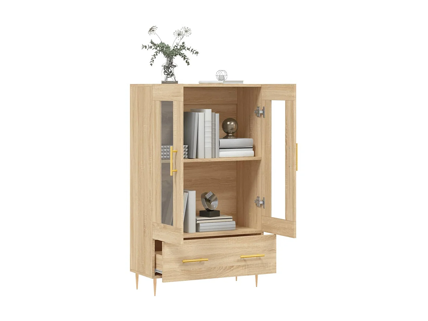 Buffet haut chêne sonoma 69,5x31x115 cm bois d'ingénierie QWE72914