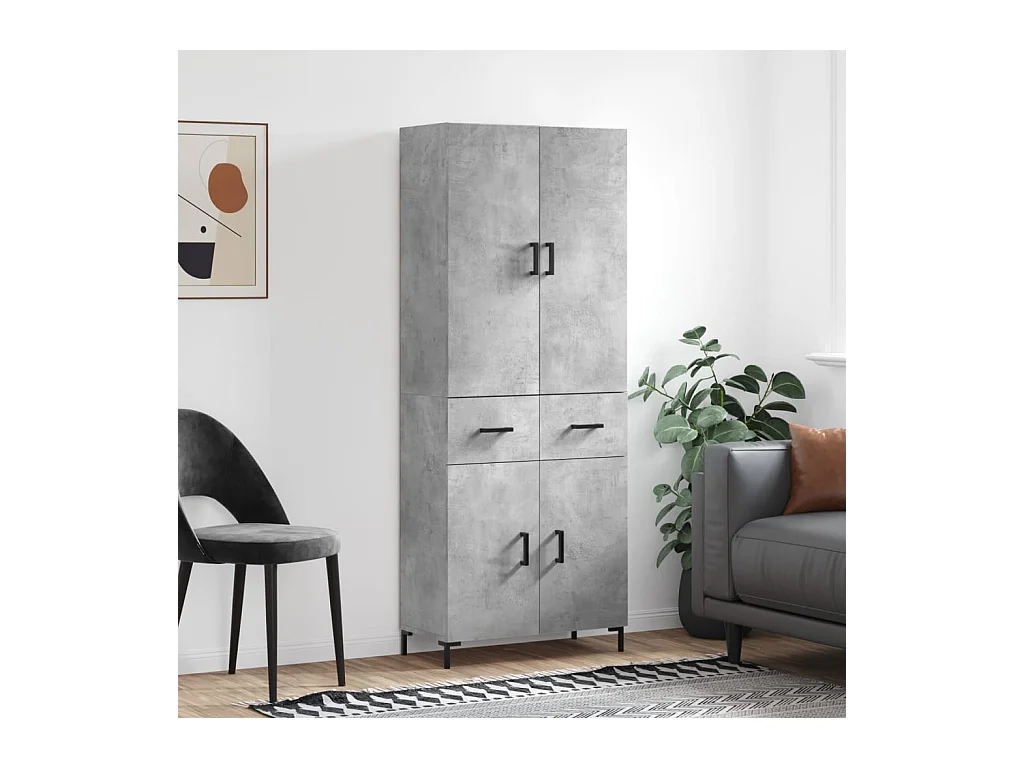 Hoge kast 69,5x34x180 cm bewerkt hout betongrijs NL501233
