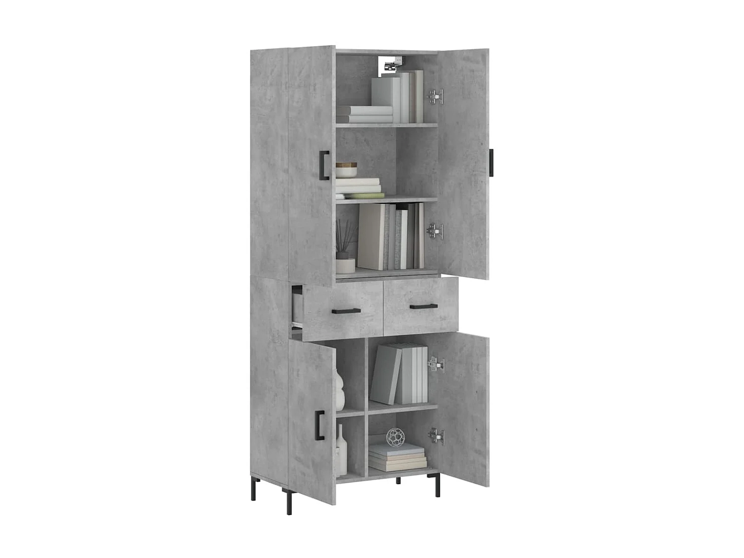 Buffet haut Gris béton 69,5x34x180 cm Bois d'ingénierie QWE20005