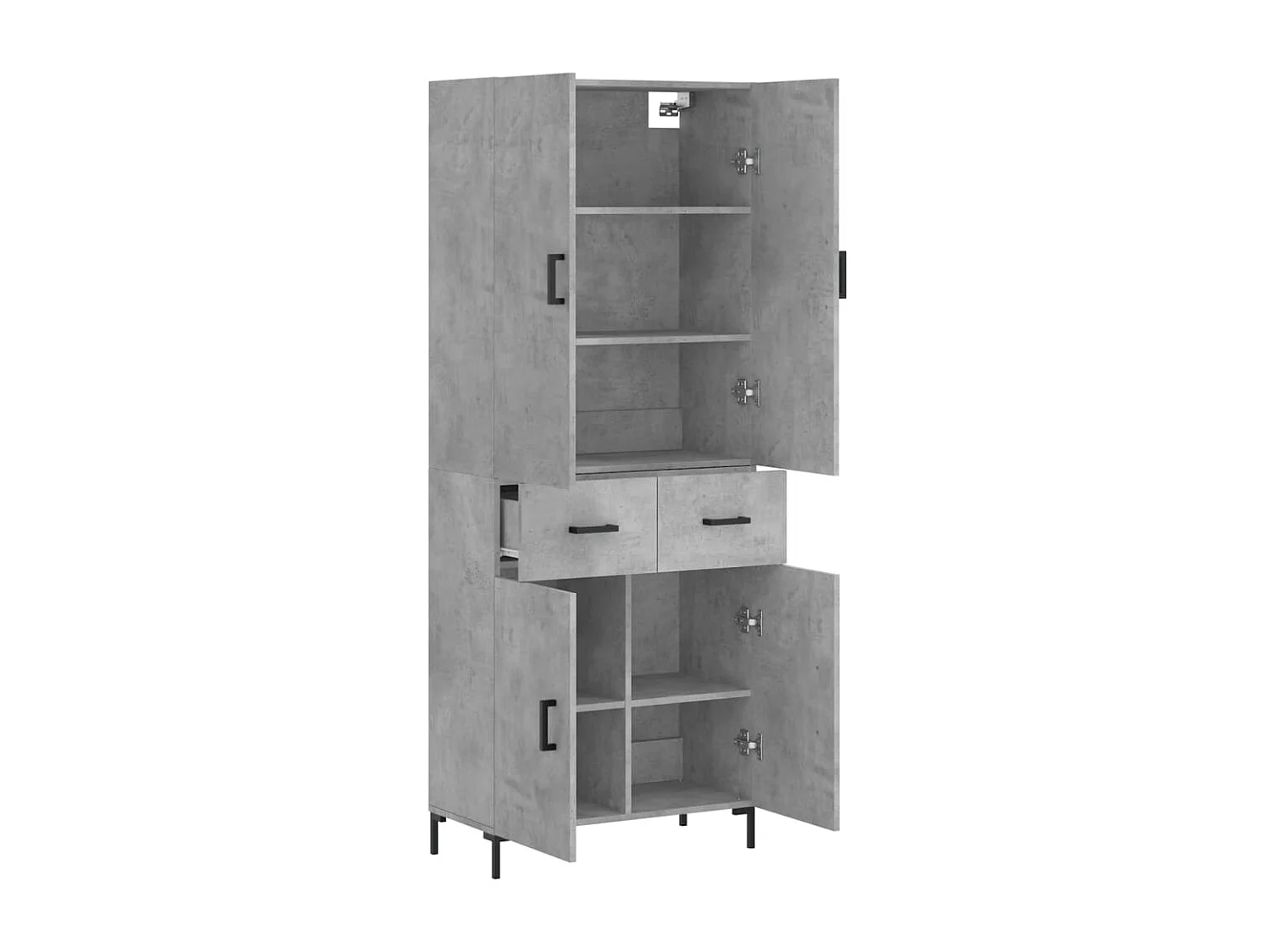 Buffet haut Gris béton 69,5x34x180 cm Bois d'ingénierie QWE20005
