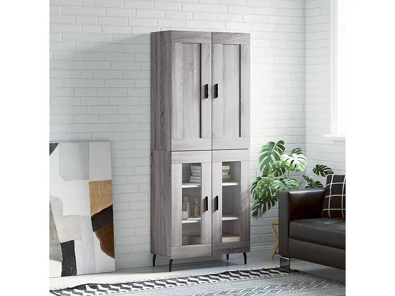 Hoge kast 69,5x34x180 cm bewerkt hout grijs sonoma eikenkleurig NL937602