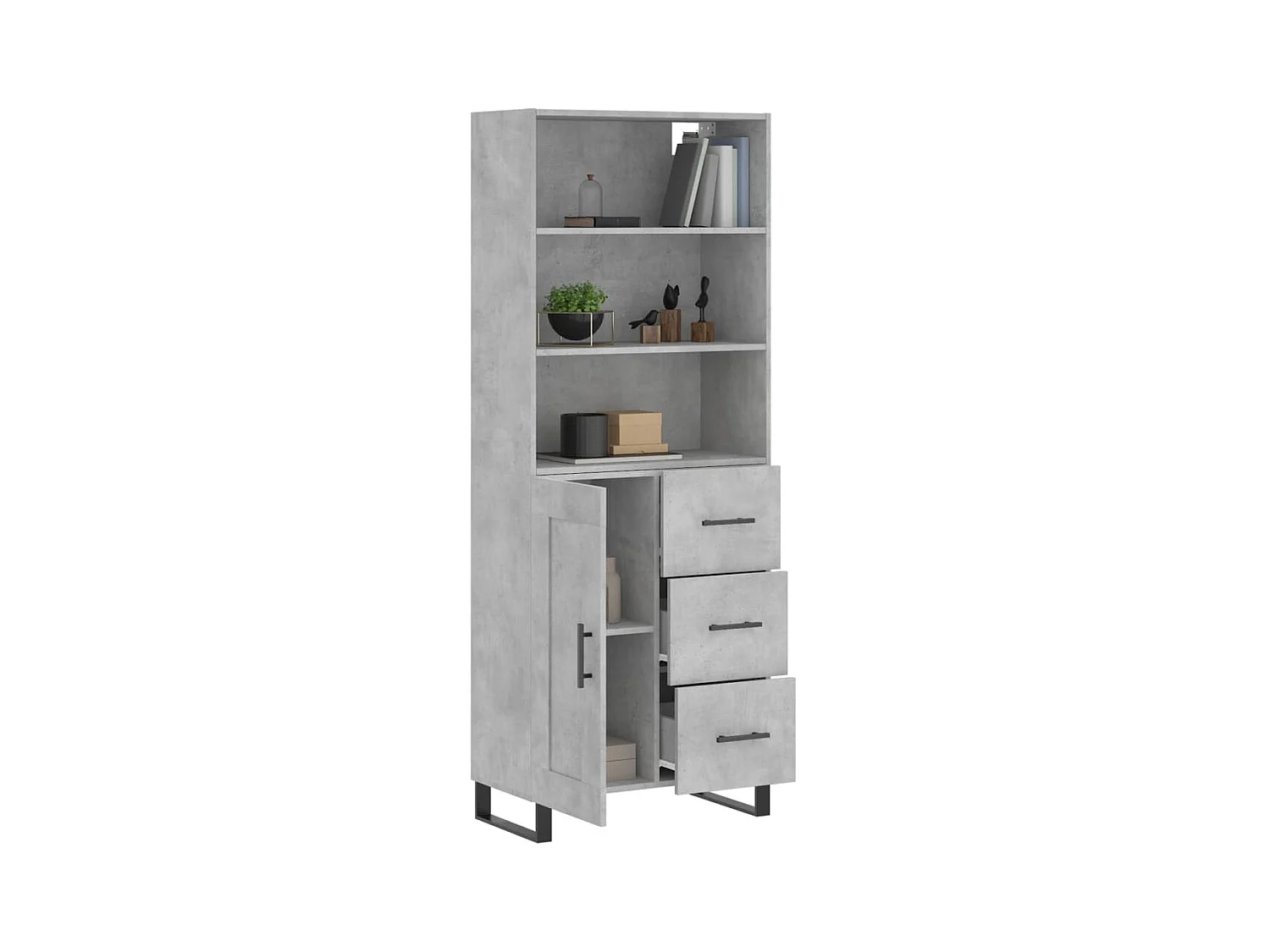 Highboard,Kommode Betongrau 69,5x34x180 cm Holzwerkstoff -gkd891595