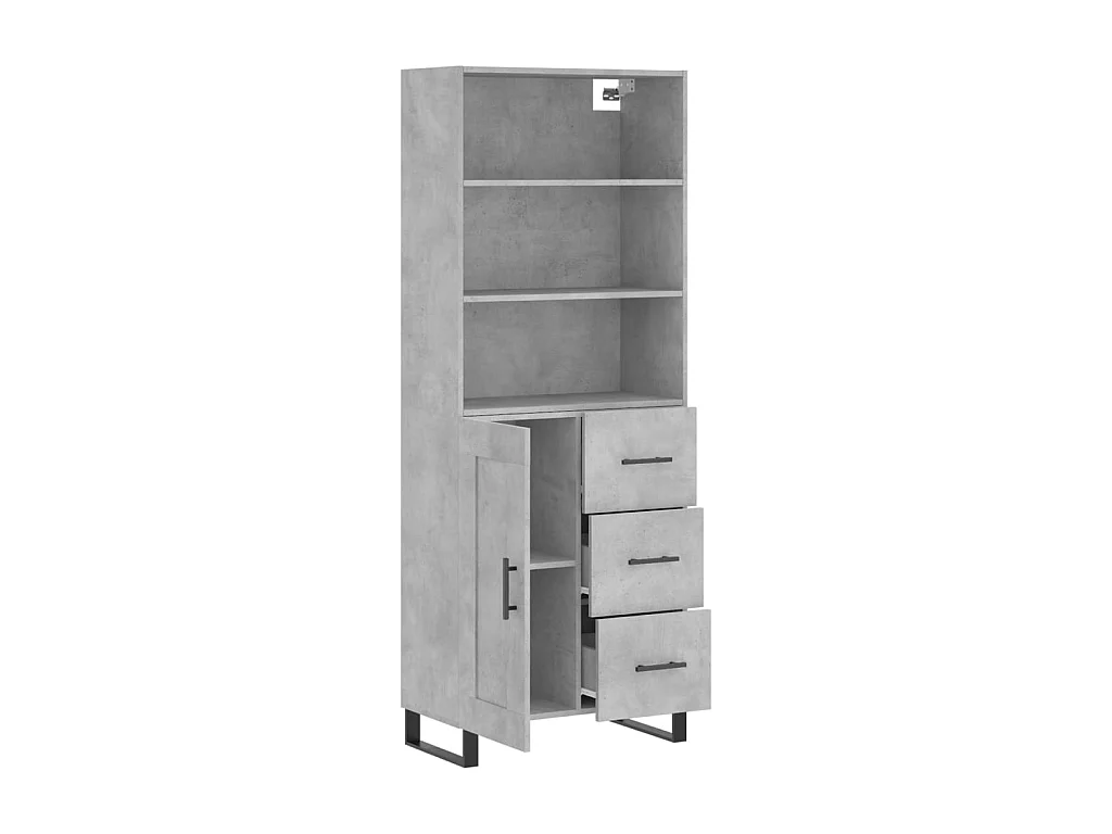 Highboard,Kommode Betongrau 69,5x34x180 cm Holzwerkstoff -gkd891595