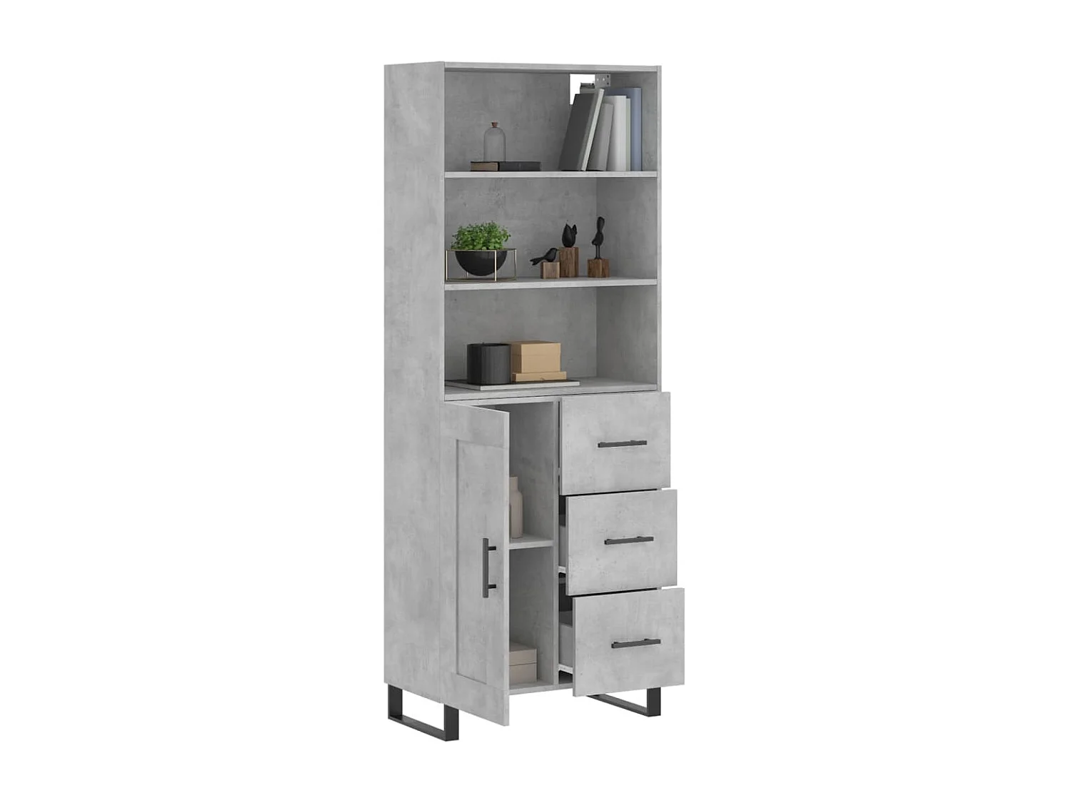 Highboard,Kommode Betongrau 69,5x34x180 cm Holzwerkstoff -gkd891595