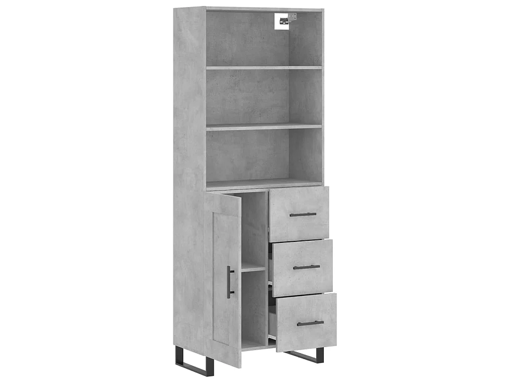 Highboard,Kommode Betongrau 69,5x34x180 cm Holzwerkstoff -gkd891595