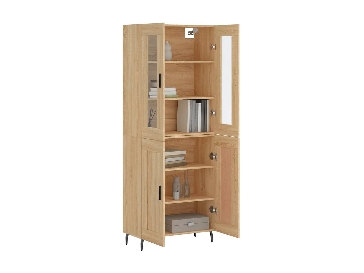 Buffet haut Chêne sonoma 69,5x34x180 cm Bois d'ingénierie QWE32101