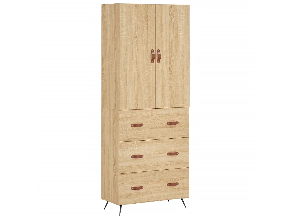 Aparador alto madera contrachapada color roble 69,5x34x180 cm ES94787