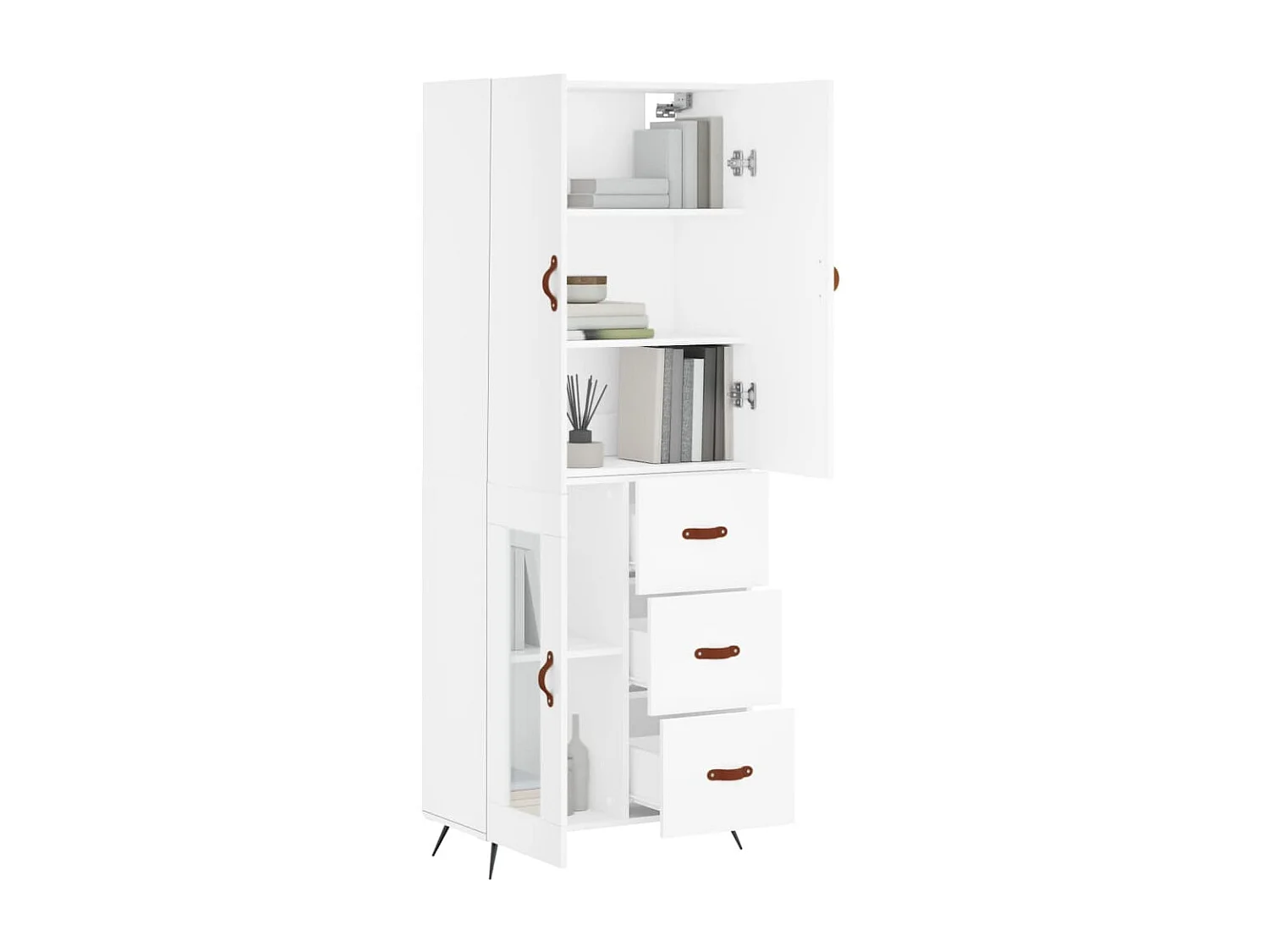 Aparador alto madera contrachapada blanco 69,5x34x180 cm ES32746