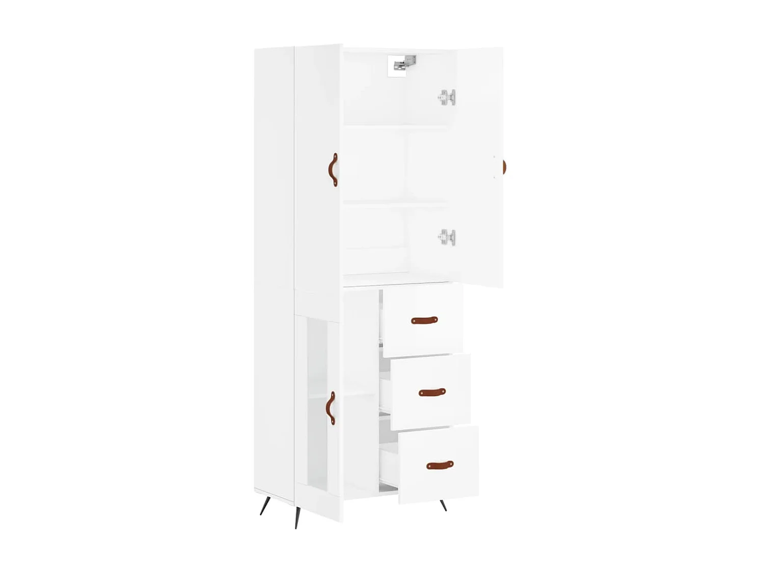 Aparador alto madera contrachapada blanco 69,5x34x180 cm ES32746