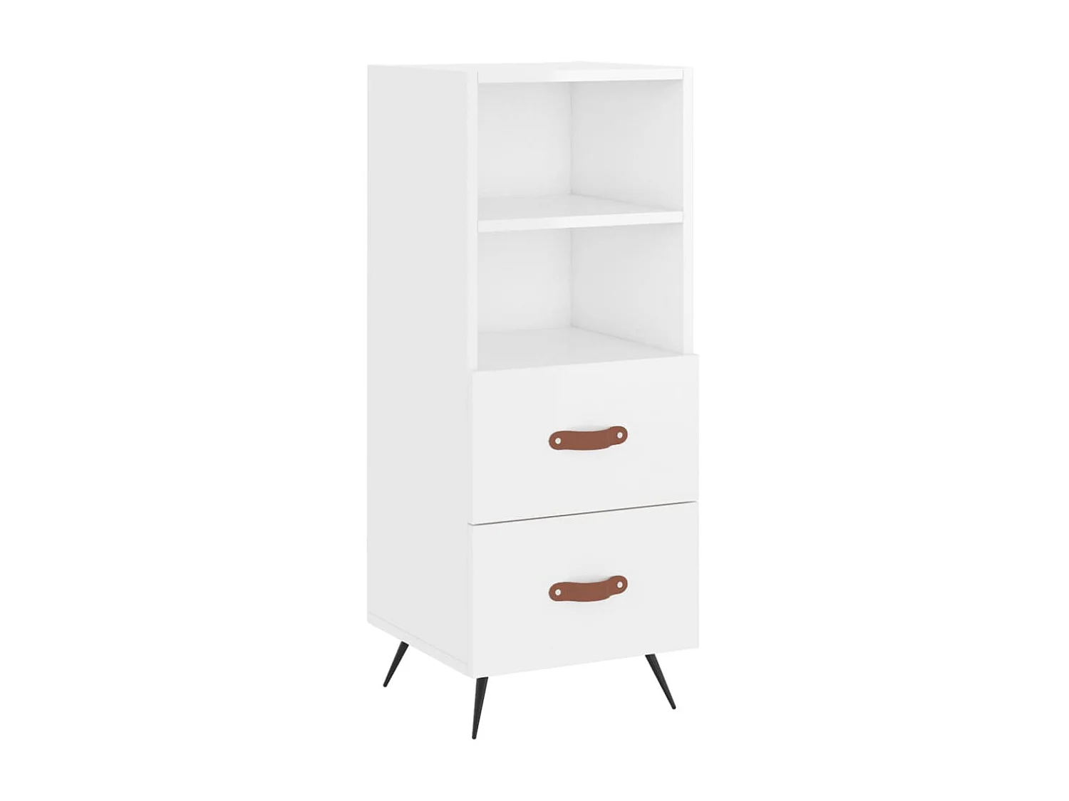 Buffet haut Blanc brillant 34,5x34x180 cm Bois d'ingénierie QWE59707