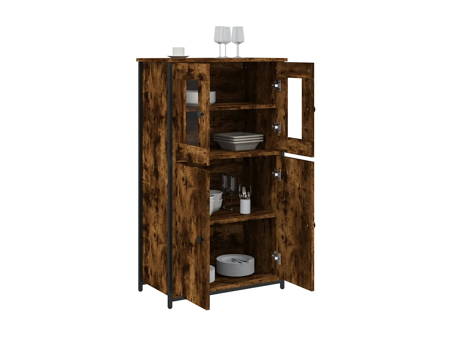 Buffet haut chêne fumé 62x32x106,5 cm bois d'ingénierie QWE44993