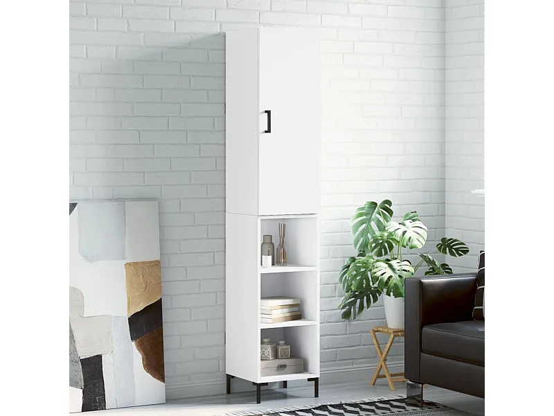 Buffet haut Blanc 34,5x34x180 cm Bois d'ingénierie QWE88962