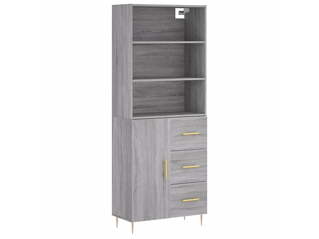 Buffet haut Sonoma gris 69,5x34x180 cm Bois d'ingénierie QWE33684