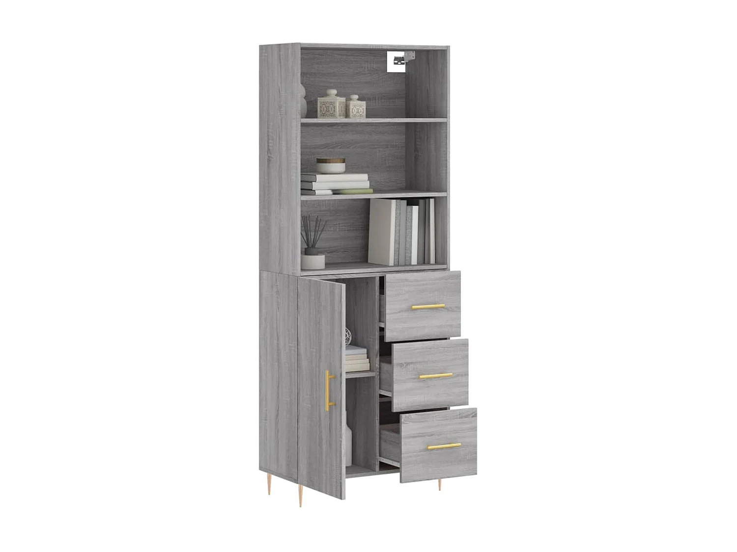 Buffet haut Sonoma gris 69,5x34x180 cm Bois d'ingénierie QWE33684