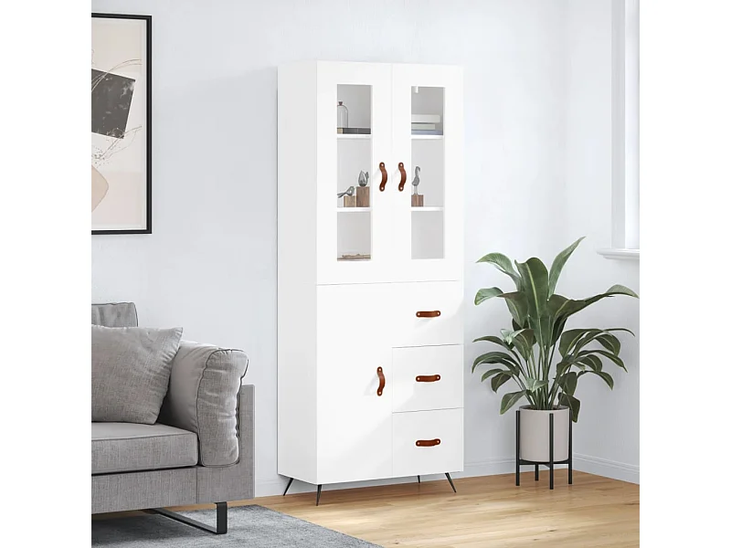 Aparador alto madera contrachapada blanco 69,5x34x180 cm ES63869