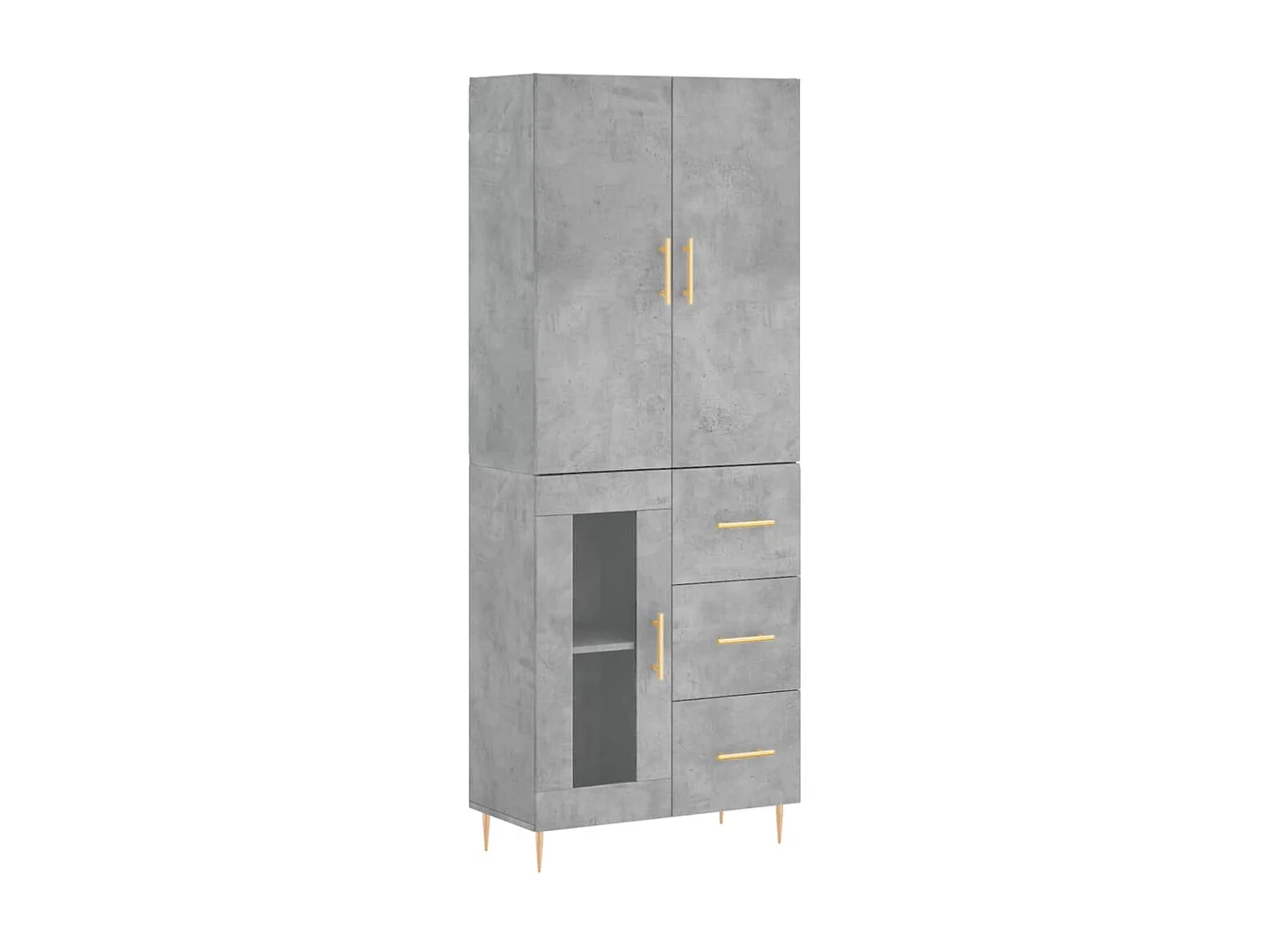 Highboard,Kommode Betongrau 69,5x34x180 cm Holzwerkstoff -gkd614264