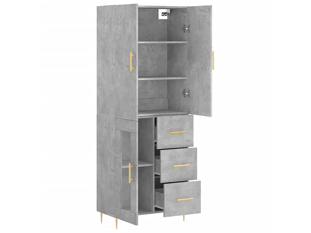Highboard,Kommode Betongrau 69,5x34x180 cm Holzwerkstoff -gkd614264