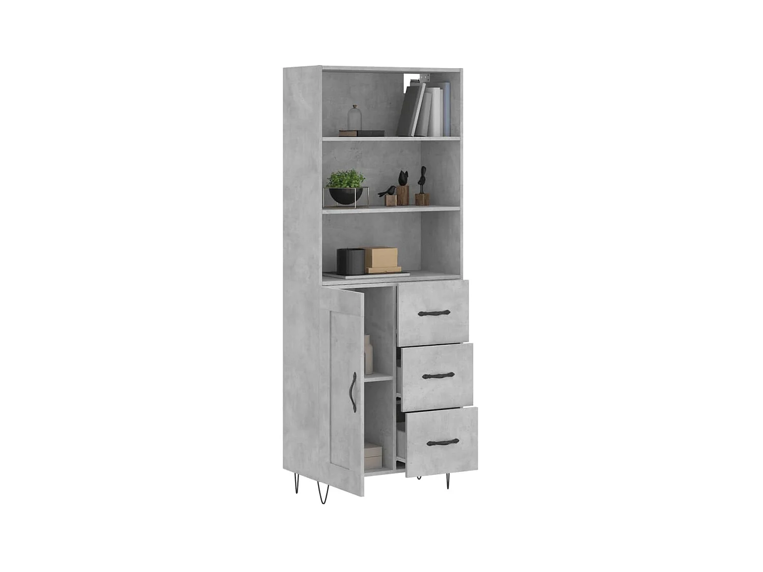 Highboard,Kommode Betongrau 69,5x34x180 cm Holzwerkstoff -gkd529049