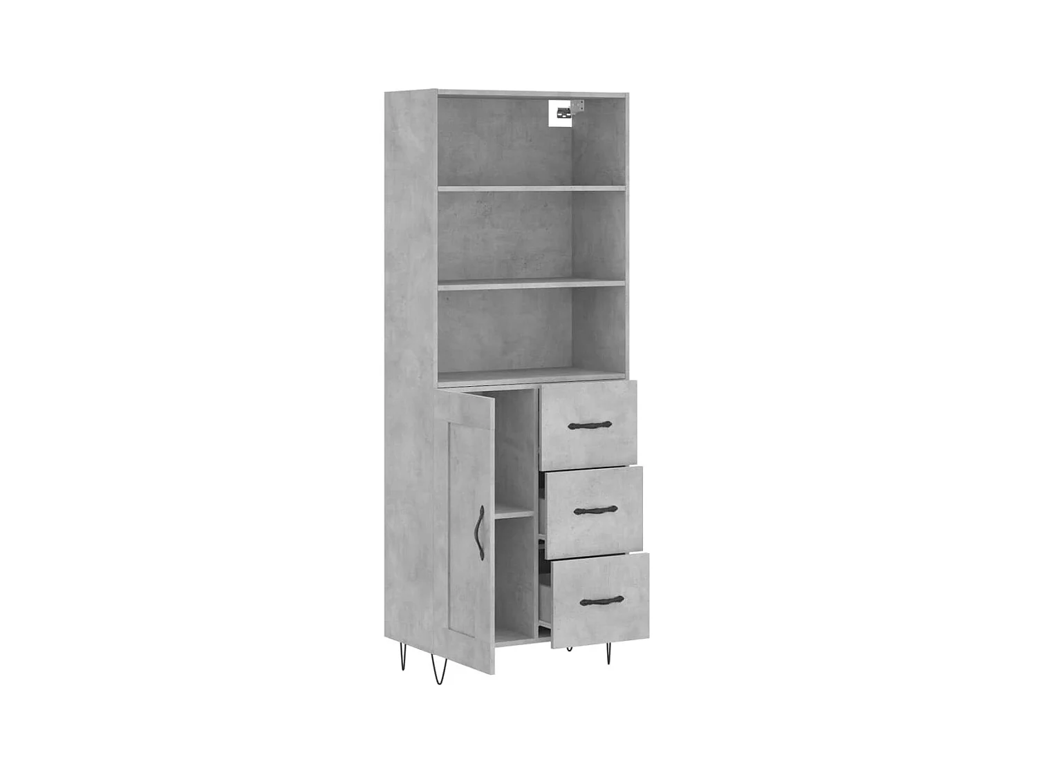 Highboard,Kommode Betongrau 69,5x34x180 cm Holzwerkstoff -gkd529049