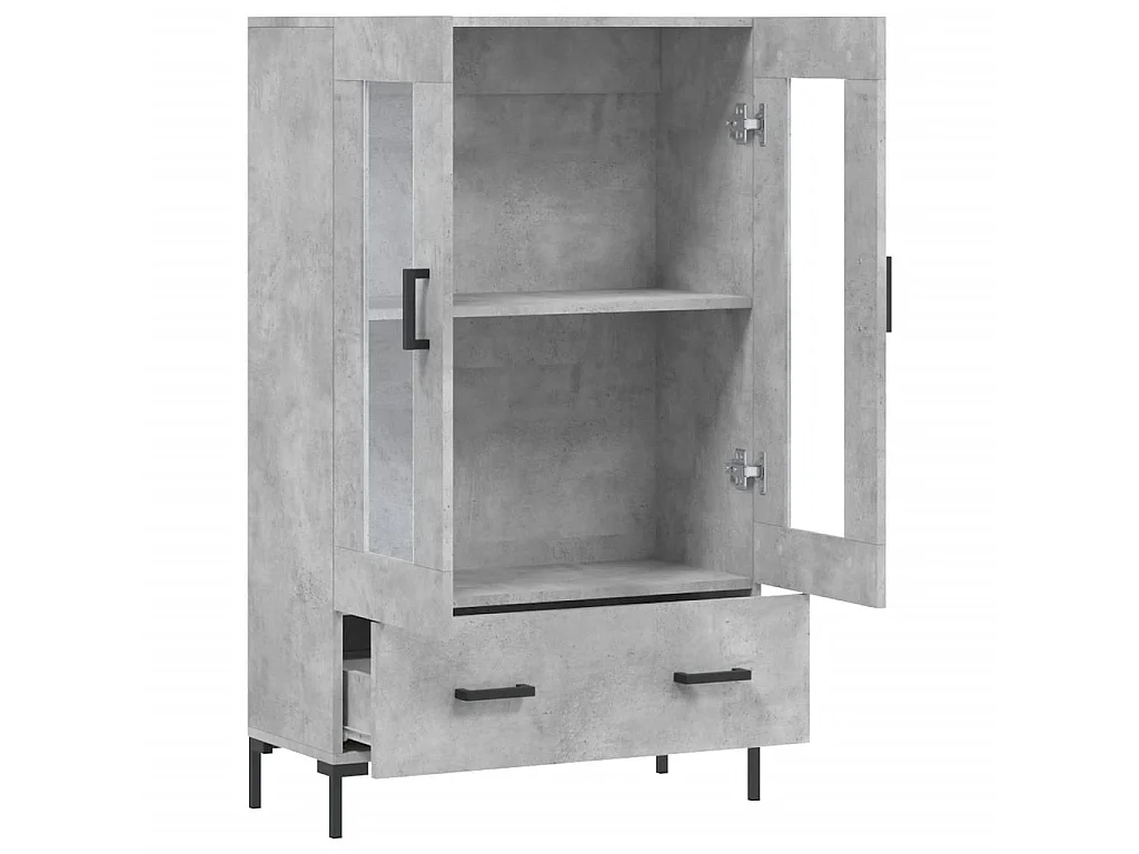 Buffet haut gris béton 69,5x31x115 cm bois d'ingénierie QWE73321