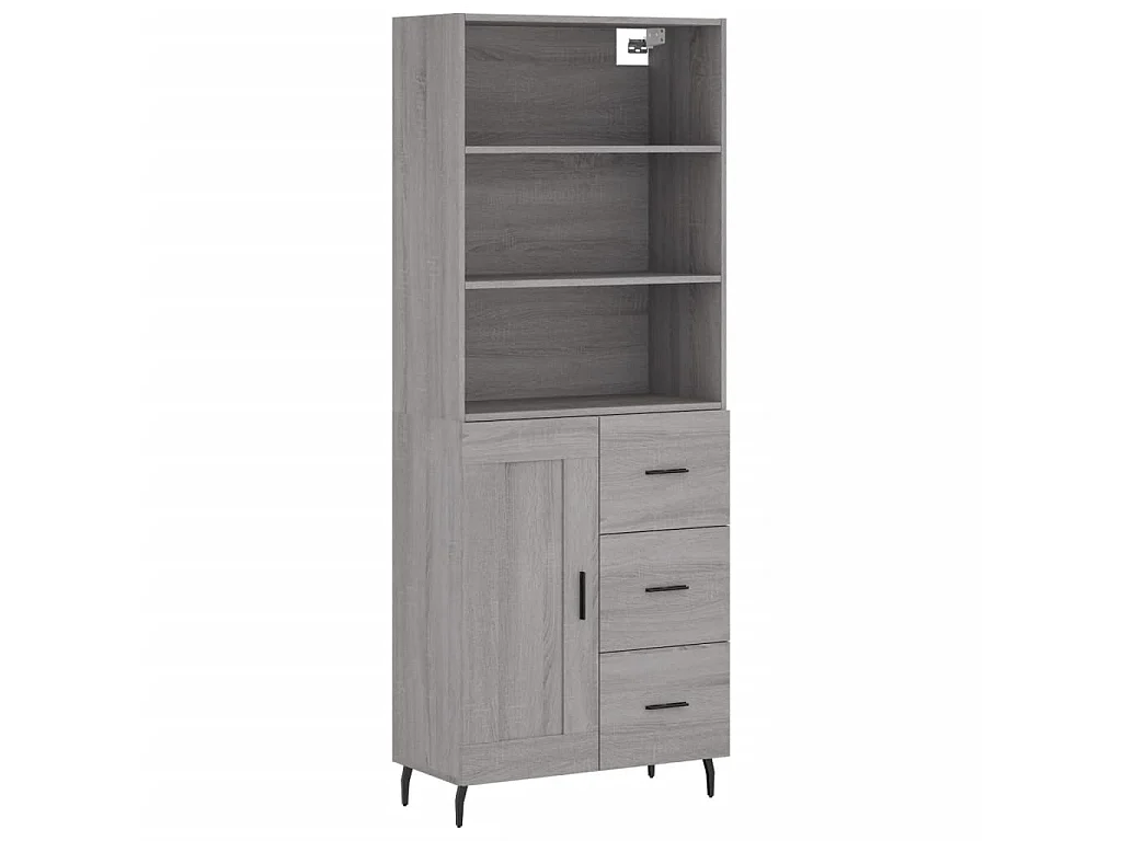 Highboard,Kommode Grau Sonoma 69,5x34x180 cm Holzwerkstoff -gkd750829