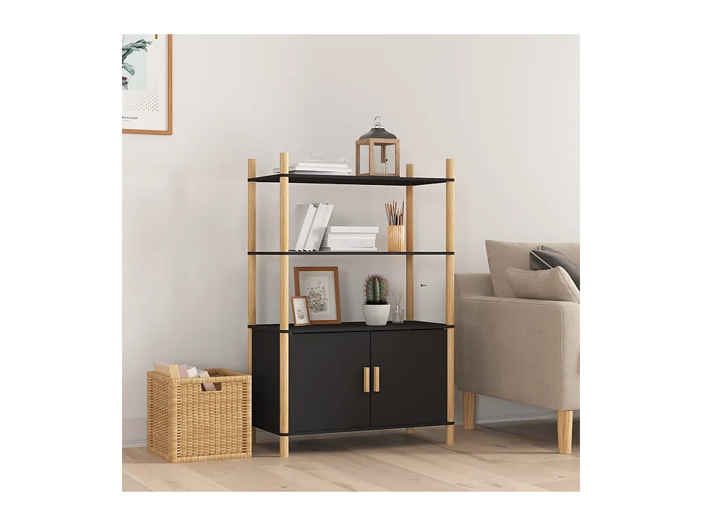 Buffet haut Noir 80x40x121 cm Bois d'ingénierie EGER62465