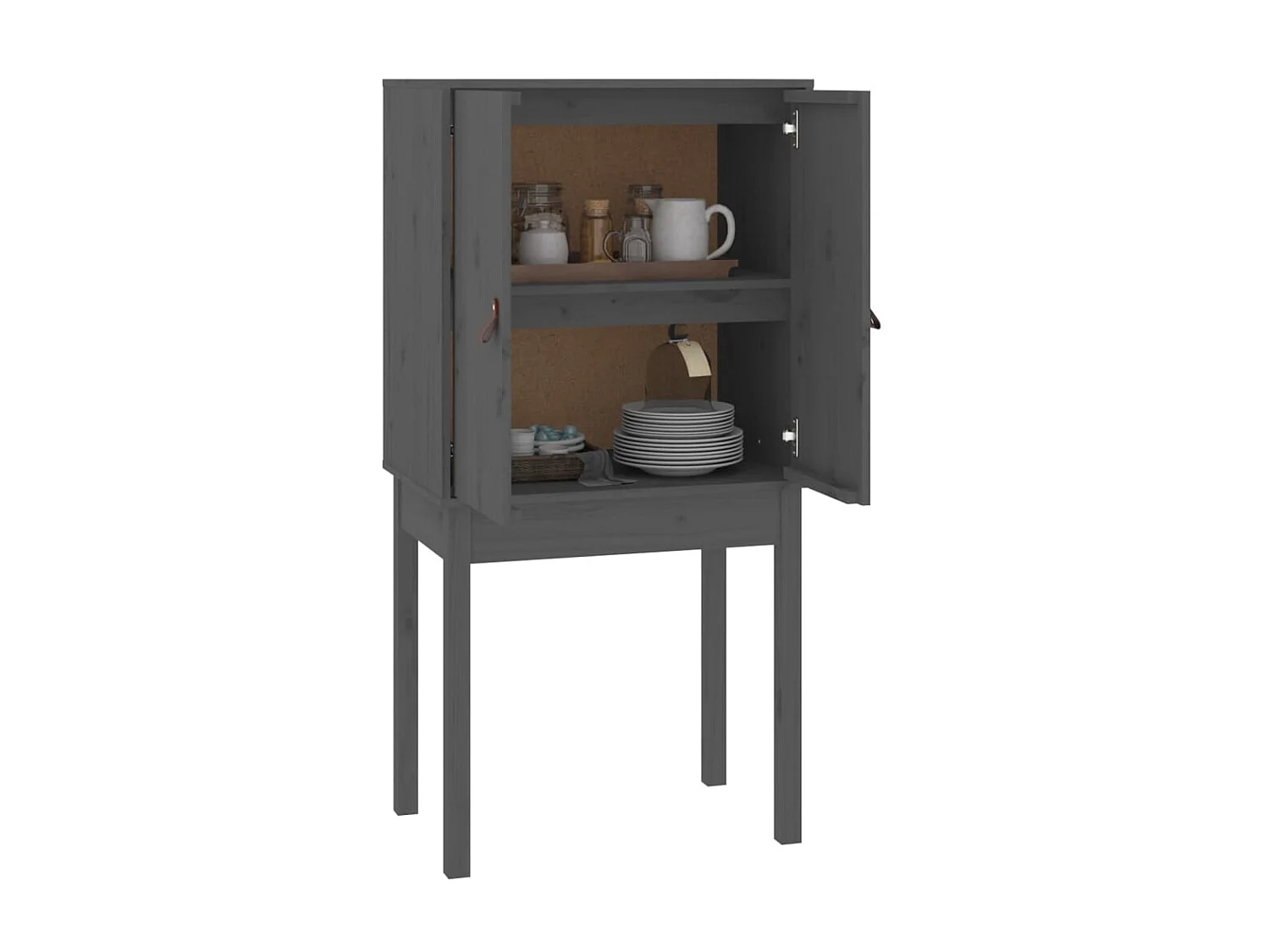 Highboard,Kommode Grau 60x40x120 cm Massivholz Kiefer -gkd472699