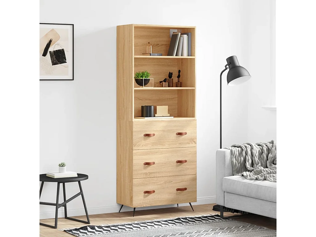 Buffet haut Chêne sonoma 69,5x34x180 cm Bois d'ingénierie QWE34206