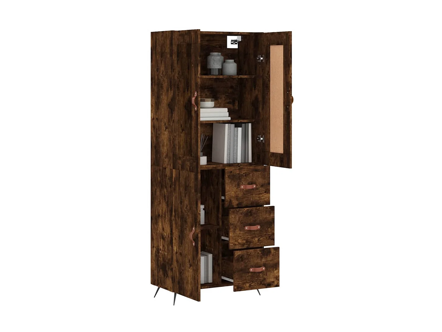 Highboard,Kommode Räuchereiche 69,5x34x180 cm Holzwerkstoff -gkd440038