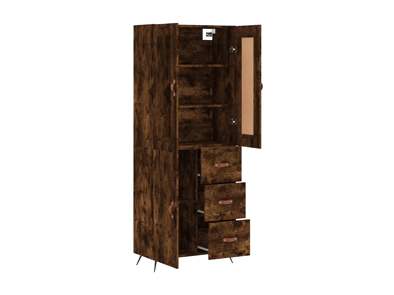 Highboard,Kommode Räuchereiche 69,5x34x180 cm Holzwerkstoff -gkd440038