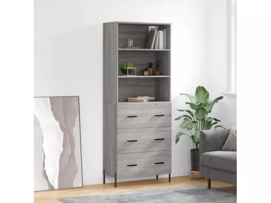 Kauf Unique Highboard,Kommode Grau Sonoma 69,5x34x180 cm Holzwerkstoff -gkd845232