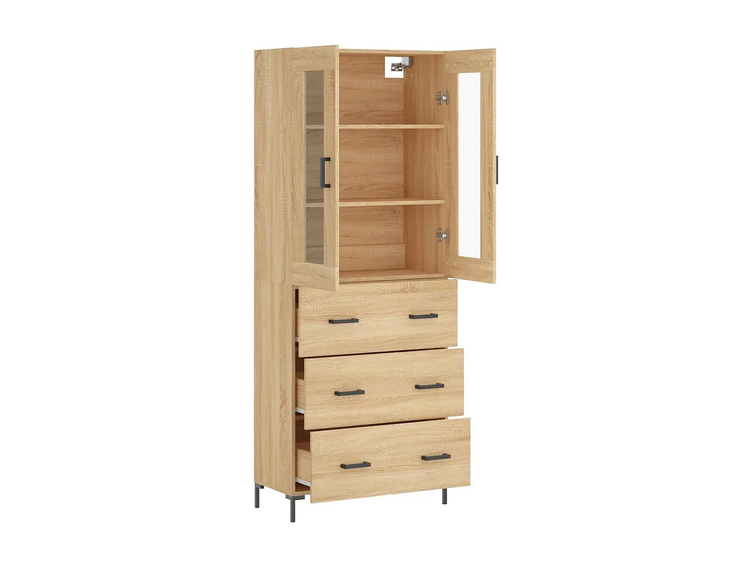 Highboard,Kommode Sonoma-Eiche 69,5x34x180 cm Holzwerkstoff -gkd925995