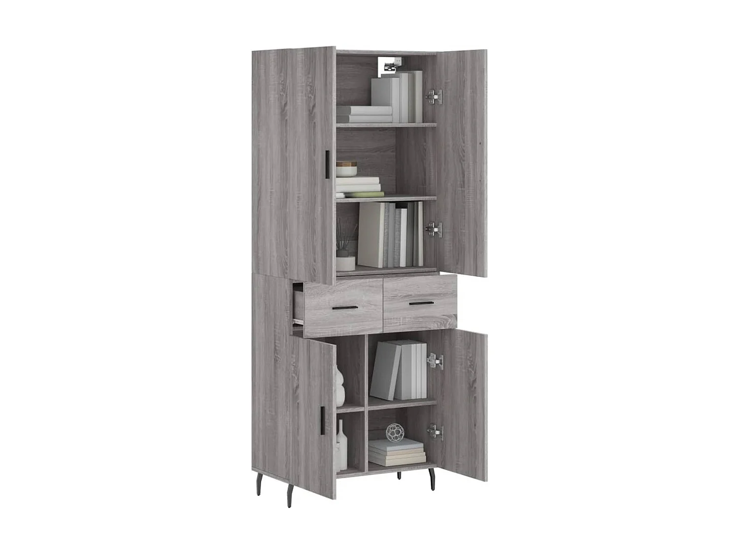 Aparador alto madera contrachapada gris sonoma 69,5x34x180 cm ES23731