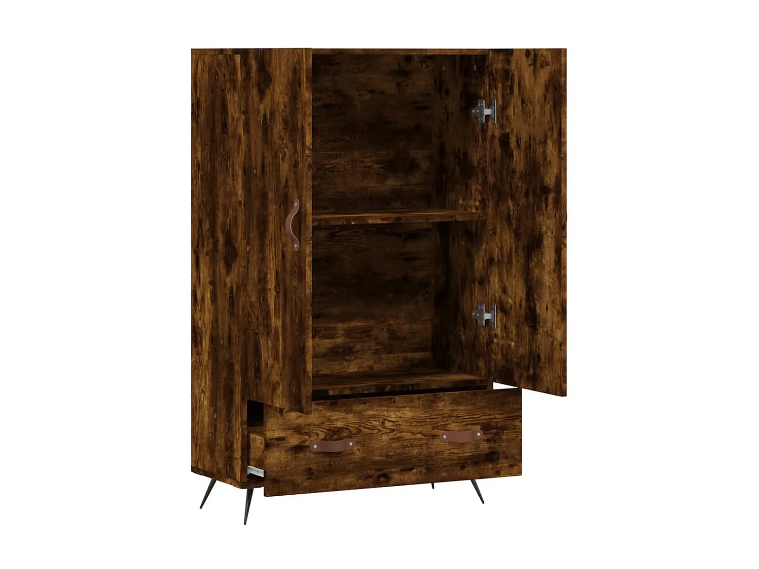 Hoge kast 69,5x31x115 cm bewerkt hout gerookt eikenkleurig NL38826