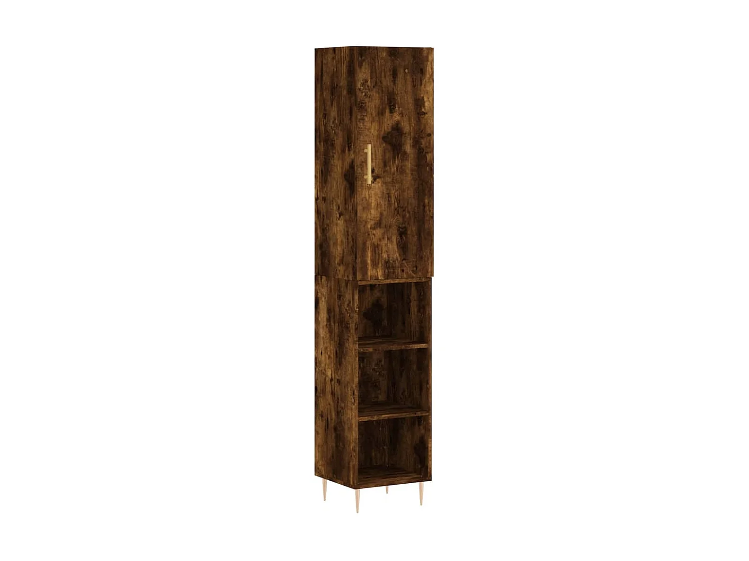 Hoge kast 34,5x34x180 cm bewerkt hout gerookt eikenkleurig NL42656