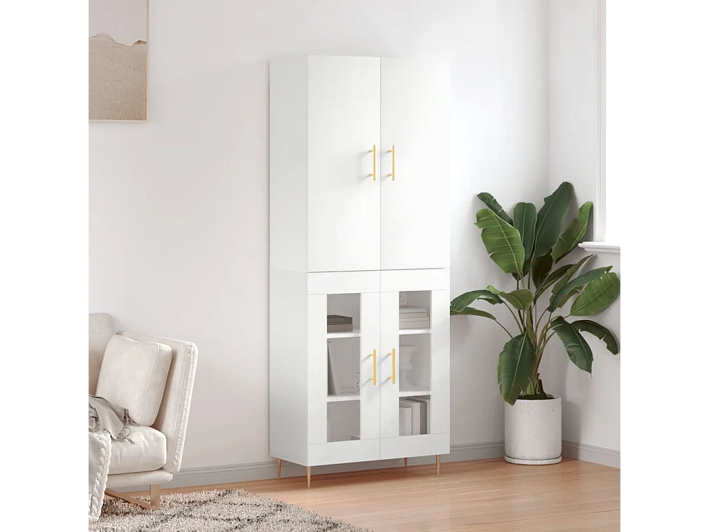 Highboard,Kommode Weiß 69,5x34x180 cm Holzwerkstoff -gkd515086