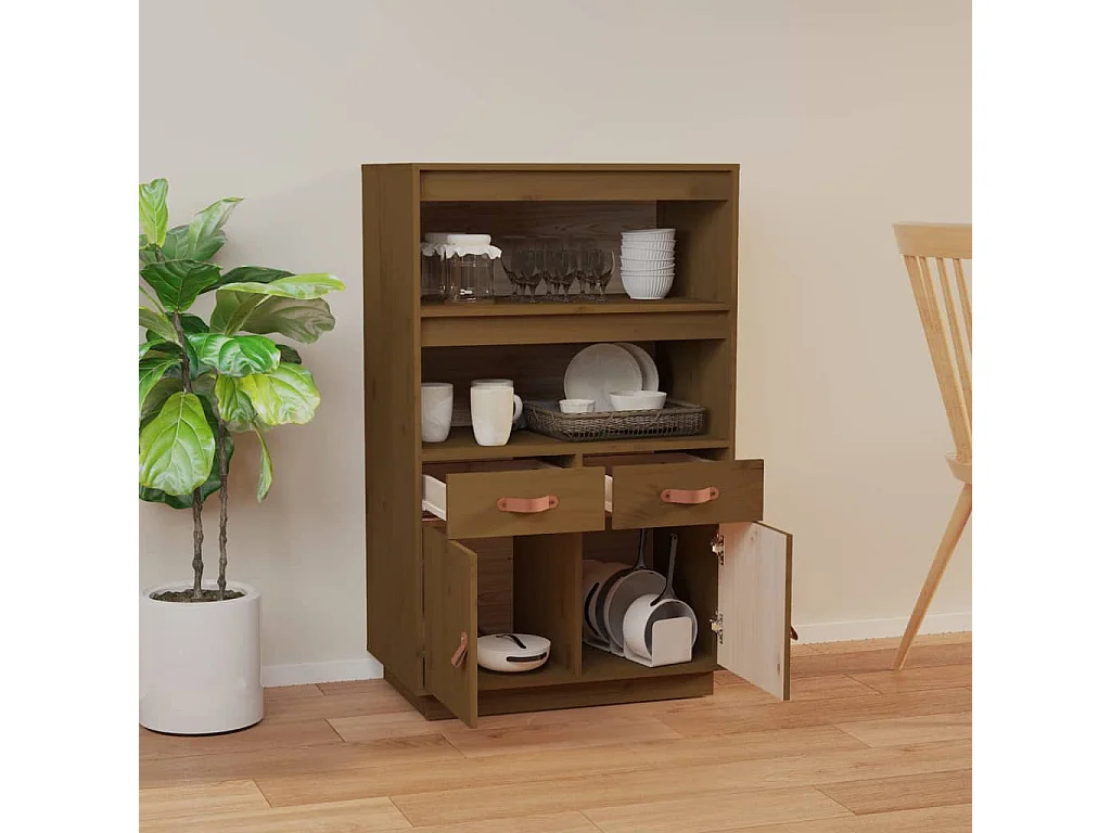 Highboard,Kommode Honigbraun 67x40x108,5 cm Massivholz Kiefer -gkd208707