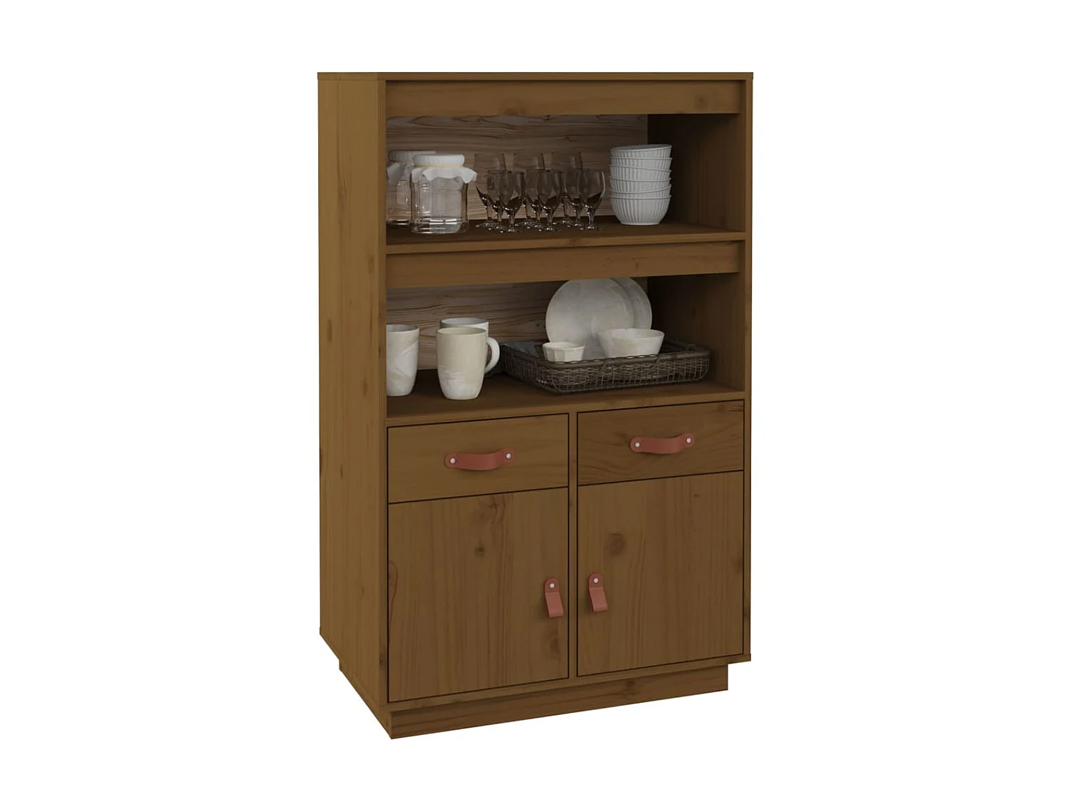 Buffet haut Marron miel 67x40x108,5 cm Bois massif de pin EGER74634