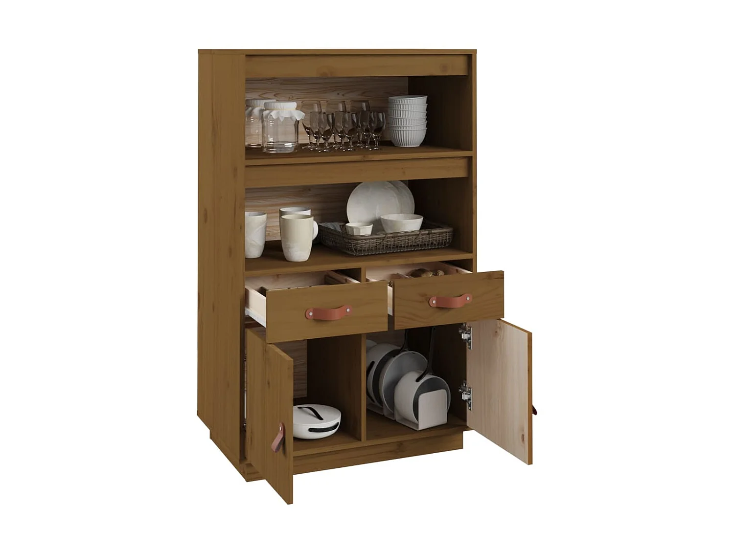 Buffet haut Marron miel 67x40x108,5 cm Bois massif de pin EGER74634