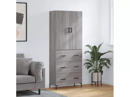 Kauf Unique Highboard,Kommode Grau Sonoma 69,5x34x180 cm Holzwerkstoff -gkd841754