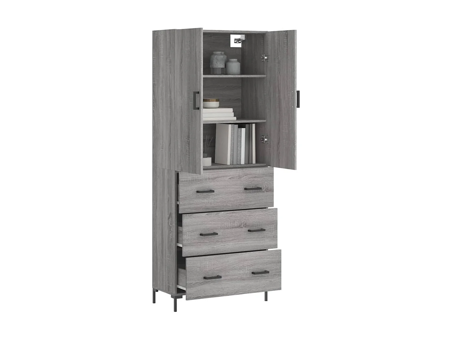 Aparador alto 69,5x34x180 cm derivados de madeira sonoma cinza PT249080