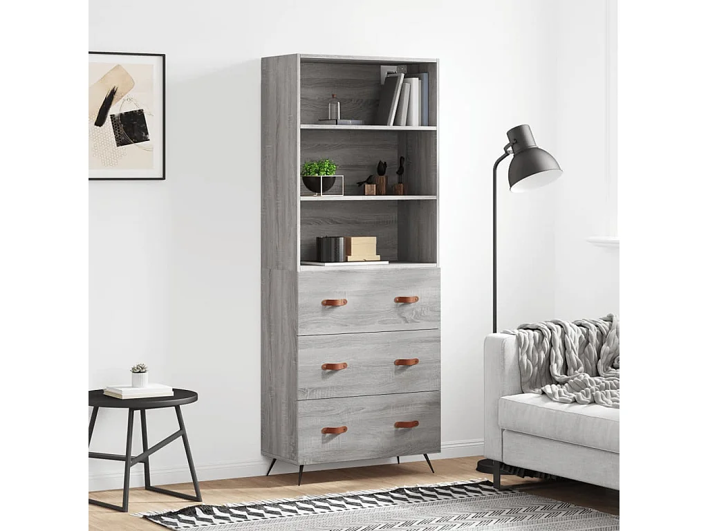 Aparador alto 69,5x34x180 cm derivados de madeira sonoma cinza PT367933